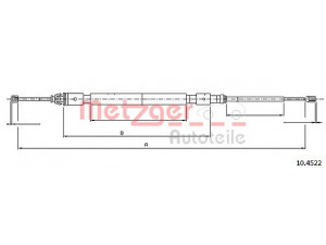 METZGER 10.4522B trosas, stovėjimo stabdys 
 Stabdžių sistema -> Valdymo svirtys/trosai
4745.W3, 4746.15, 9680318880