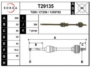 EAI T29135 kardaninis velenas 
 Ratų pavara -> Kardaninis velenas
3272T1, 95025832