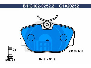 GALFER B1.G102-0252.2 stabdžių trinkelių rinkinys, diskinis stabdys 
 Techninės priežiūros dalys -> Papildomas remontas
34 11 1 154 443, 34 11 1 155 998