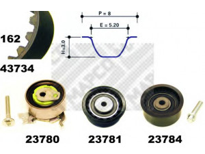 MAPCO 23734 paskirstymo diržo komplektas 
 Techninės priežiūros dalys -> Papildomas remontas
1606262, 1606306, 93180218, 93185845