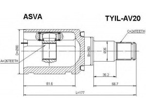 ASVA TYIL-AV20 jungčių komplektas, kardaninis velenas 
 Ratų pavara -> Sujungimai/komplektas
43040-02050