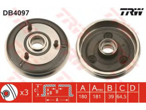 TRW DB4097 stabdžių būgnas 
 Stabdžių sistema -> Būgninis stabdys -> Stabdžių būgnas
91502484, 424721, 424721, 9150248480