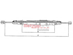 METZGER 11.6593 trosas, stovėjimo stabdys 
 Stabdžių sistema -> Valdymo svirtys/trosai
7700 781 394, 7700 817 316