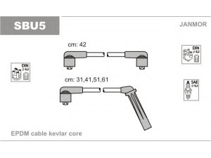 JANMOR SBU5 uždegimo laido komplektas 
 Kibirkšties / kaitinamasis uždegimas -> Uždegimo laidai/jungtys
8817314, 8817520