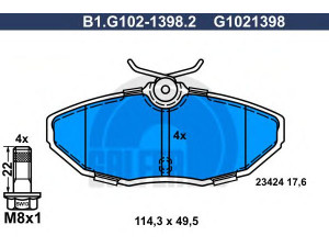 GALFER B1.G102-1398.2 stabdžių trinkelių rinkinys, diskinis stabdys 
 Techninės priežiūros dalys -> Papildomas remontas
C2C 20585, C2C 22316, C2C 8342