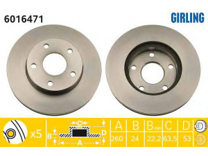 GIRLING 6016471 stabdžių diskas 
 Dviratė transporto priemonės -> Stabdžių sistema -> Stabdžių diskai / priedai
5022668, 5023441, 5023444, 5027462