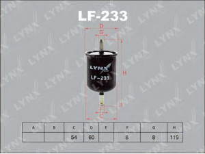 LYNXauto LF-233 kuro filtras 
 Techninės priežiūros dalys -> Papildomas remontas
1112653, 1952951, 1960297, 1960568