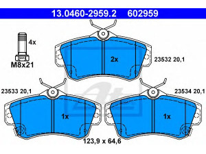 ATE 13.0460-2959.2 stabdžių trinkelių rinkinys, diskinis stabdys 
 Techninės priežiūros dalys -> Papildomas remontas
0 5017 843AA, 0 5083 853AA, 5017 843AA