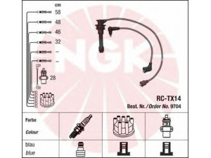 NGK 9704 uždegimo laido komplektas 
 Kibirkšties / kaitinamasis uždegimas -> Uždegimo laidai/jungtys
90919-21473, 90919-21473