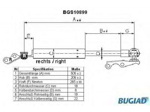 BUGIAD BGS10899 dujinė spyruoklė, bagažinė 
 Priedai -> Bagažinė/pakrovimo skyrius
68950-05925, 68950-59025