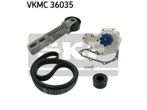SKF VKMC 36035 vandens siurblys + V formos rumbuotas diržas, komplektas 
 Diržinė pavara -> Dirželio skriemulys
M 855991, M345611, M813134, MD 345611