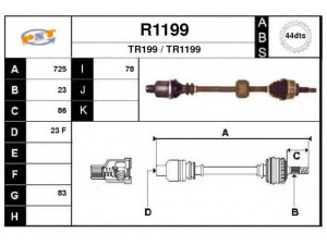 SNRA R1199 kardaninis velenas 
 Ratų pavara -> Kardaninis velenas
8200236116, 8200622835, 8200626032