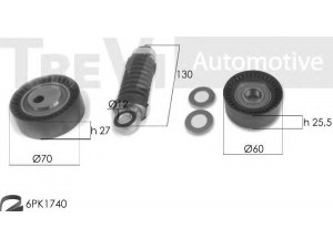 TREVI AUTOMOTIVE KA1112F skriemulių komplektas, V formos rumbuotas diržas 
 Diržinė pavara -> V formos rumbuotas diržas/komplektas -> Cilindrų komplektas