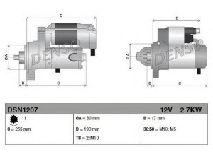 DENSO DSN1207 starteris 
 Elektros įranga -> Starterio sistema -> Starteris
7H42-11001-AB, 7H42-11001-AC, LR010512