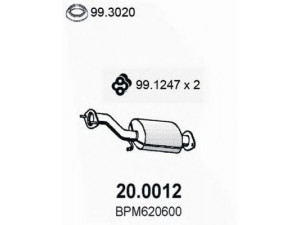 ASSO 20.0012 katalizatoriaus keitiklis 
 Išmetimo sistema -> Katalizatoriaus keitiklis
BP3J20600A, BP3K20600, BPM620600