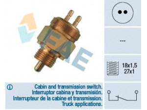 FAE 41120 jungiklis, atbulinės eigos žibintas; jungiklis, atverstos kabinos rodymas 
 Elektros įranga -> Šviesų jungikliai/relės/valdymas -> Šviesų jungiklis/svirtis
81.25505-0636, 81.25520-0050, 001 545 47 14