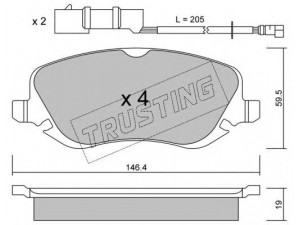 TRUSTING 545.0 stabdžių trinkelių rinkinys, diskinis stabdys 
 Techninės priežiūros dalys -> Papildomas remontas
77362141, 77362272, 9949293