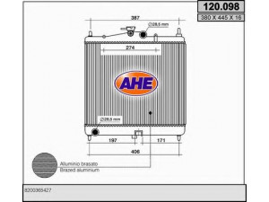 AHE 120.098 radiatorius, variklio aušinimas 
 Aušinimo sistema -> Radiatorius/alyvos aušintuvas -> Radiatorius/dalys
8200365427