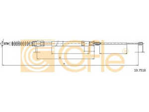 COFLE 10.7518 trosas, stovėjimo stabdys 
 Stabdžių sistema -> Valdymo svirtys/trosai
1K0609721BB
