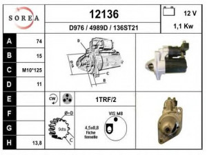 EAI 12136 starteris 
 Elektros įranga -> Starterio sistema -> Starteris
281000N010
