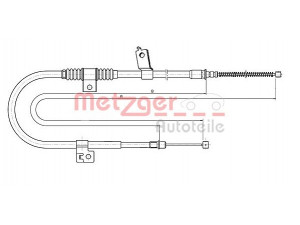 METZGER 17.2291 trosas, stovėjimo stabdys 
 Stabdžių sistema -> Valdymo svirtys/trosai
4746.32, 4820A104, 4746.32