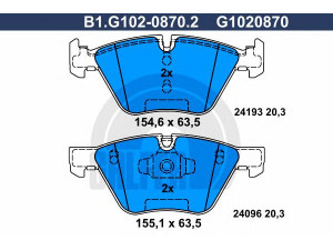 GALFER B1.G102-0870.2 stabdžių trinkelių rinkinys, diskinis stabdys 
 Techninės priežiūros dalys -> Papildomas remontas
34 11 6 771 972