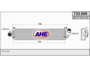 AHE 732.009 tarpinis suslėgto oro aušintuvas, kompresorius 
 Variklis -> Oro tiekimas -> Įkrovos agregatas (turbo/superįkrova) -> Tarpinis suslėgto oro aušintuvas
30741046