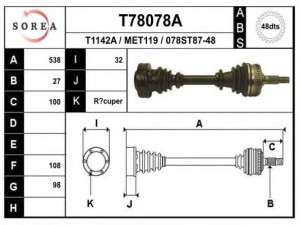 EAI T78078A kardaninis velenas 
 Ratų pavara -> Kardaninis velenas