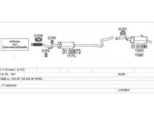 MTS C070554024485 išmetimo sistema 
 Išmetimo sistema -> Išmetimo sistema, visa