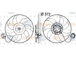 HELLA 8EW 351 041-491 ventiliatorius, radiatoriaus 
 Aušinimo sistema -> Oro aušinimas
13 28 6333, 13 33 5063, 13 41 063