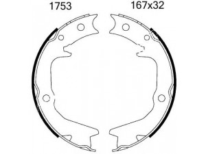 BSF 01753 stabdžių trinkelių komplektas, stovėjimo stabdis 
 Stabdžių sistema -> Rankinis stabdys
MB668906, MB668907, MB668908, MB857295