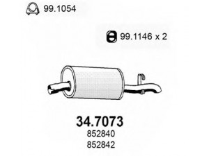 ASSO 34.7073 galinis duslintuvas 
 Išmetimo sistema -> Duslintuvas
5852814, 852115, 852839, 852840