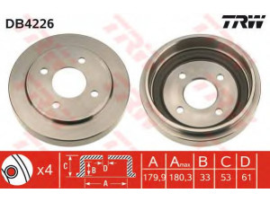 TRW DB4226 stabdžių būgnas 
 Stabdžių sistema -> Būgninis stabdys -> Stabdžių būgnas
432065F012, 432065F014