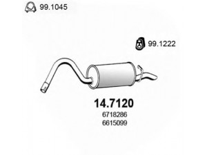 ASSO 14.7120 galinis duslintuvas 
 Išmetimo sistema -> Duslintuvas
1009256, 5029009, 6615099, 6718286