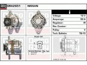DELCO REMY DRA2651 kintamosios srovės generatorius 
 Elektros įranga -> Kint. sr. generatorius/dalys -> Kintamosios srovės generatorius
A2T17172, A2T22871, A2T24971, A2T40971