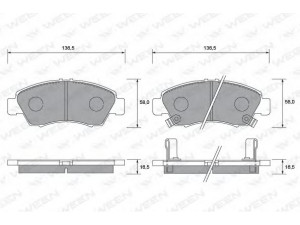 WEEN 151-1365 stabdžių trinkelių rinkinys, diskinis stabdys 
 Techninės priežiūros dalys -> Papildomas remontas
45022504V10, 45022S04V10, 45022S5AJ00
