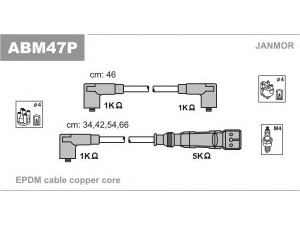 JANMOR ABM47P uždegimo laido komplektas 
 Kibirkšties / kaitinamasis uždegimas -> Uždegimo laidai/jungtys