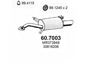 ASSO 60.7003 galinis duslintuvas 
 Išmetimo sistema -> Duslintuvas
30613762, 30613764, 30613765, 30816206