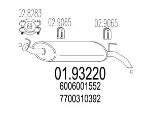 MTS 01.93220 galinis duslintuvas 
 Išmetimo sistema -> Duslintuvas
6006001552, 7700310392, 7700812804