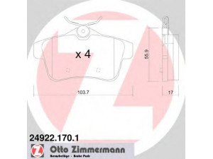 ZIMMERMANN 24922.170.1 stabdžių trinkelių rinkinys, diskinis stabdys 
 Techninės priežiūros dalys -> Papildomas remontas
425435, 425444, 425446
