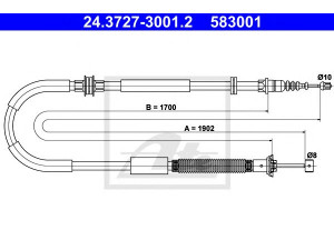 ATE 24.3727-3001.2 trosas, stovėjimo stabdys 
 Stabdžių sistema -> Valdymo svirtys/trosai
51808306