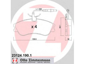 ZIMMERMANN 23124.190.1 stabdžių trinkelių rinkinys, diskinis stabdys 
 Techninės priežiūros dalys -> Papildomas remontas
425154