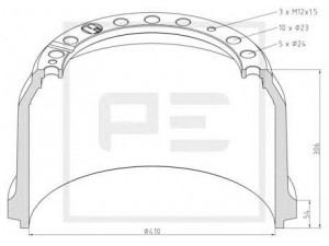 PE Automotive 016.525-00A stabdžių būgnas 
 Stabdžių sistema -> Būgninis stabdys -> Stabdžių būgnas
305 423 07 01