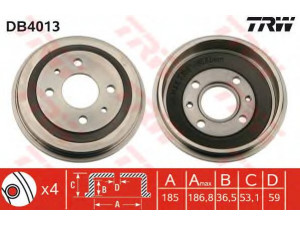 TRW DB4013 stabdžių būgnas 
 Stabdžių sistema -> Būgninis stabdys -> Stabdžių būgnas
0000004236768, 4234857, 4368516