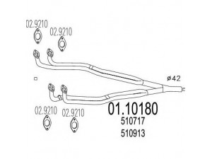 MTS 01.10180 išleidimo kolektorius 
 Išmetimo sistema -> Išmetimo vamzdžiai
510717, 510913, 530715, 533462