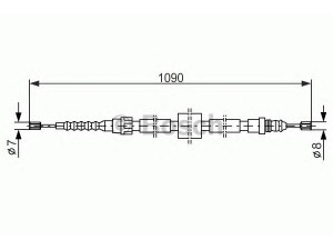 BOSCH 1 987 477 464 trosas, stovėjimo stabdys 
 Stabdžių sistema -> Valdymo svirtys/trosai
77 00 571 640, 77 01 348 781