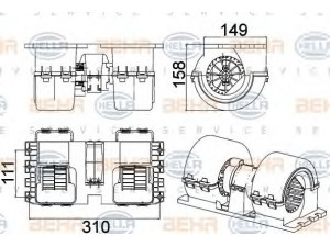 HELLA 8EW 351 043-091 vidaus pūtiklis 
 Šildymas / vėdinimas -> Orpūtė/dalys
167 2500