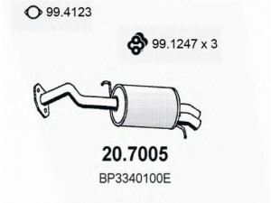 ASSO 20.7005 galinis duslintuvas 
 Išmetimo sistema -> Duslintuvas
BP0240100D, BP0240100E, BP2040100D9A