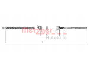 METZGER 10.7136 trosas, stovėjimo stabdys 
 Stabdžių sistema -> Valdymo svirtys/trosai
6N0 609 721K