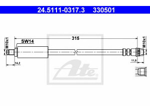 ATE 24.5111-0317.3 stabdžių žarnelė 
 Stabdžių sistema -> Stabdžių žarnelės
77 04 003 959, 82 00 245 920, 82 00 653 904